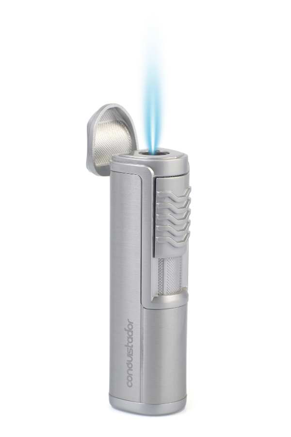 CNQ-029,Conquistador Tek Torch Pürmüz Gümüş Metal Puro Çakmağı
