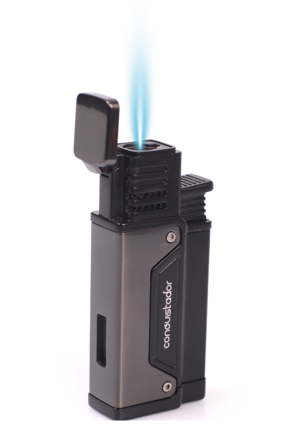 CNQ-034,Conquistador Tek Torch Pürmüz Gunmetal Siyah Delicili Metal Puro Çakmağı