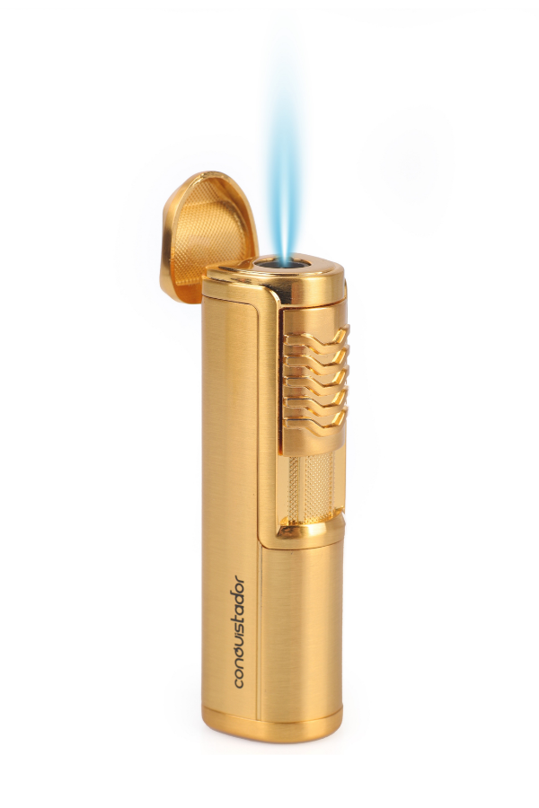 CNQ-030,Conquistador Tek Torch Pürmüz Gold Metal Puro Çakmağı
