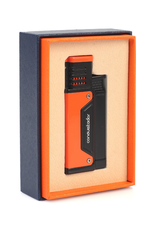 CNQ-032,Conquistador Tek Torch Pürmüz Turuncu Siyah Delicili Metal Puro Çakmağı