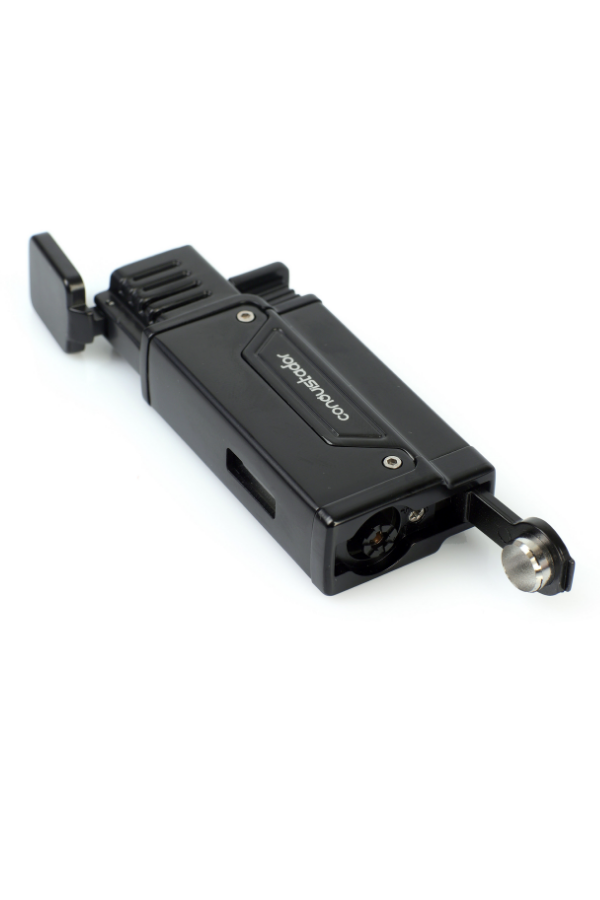 CNQ-035,Conquistador Tek Torch Pürmüz Siyah Delicili Metal Puro Çakmağı