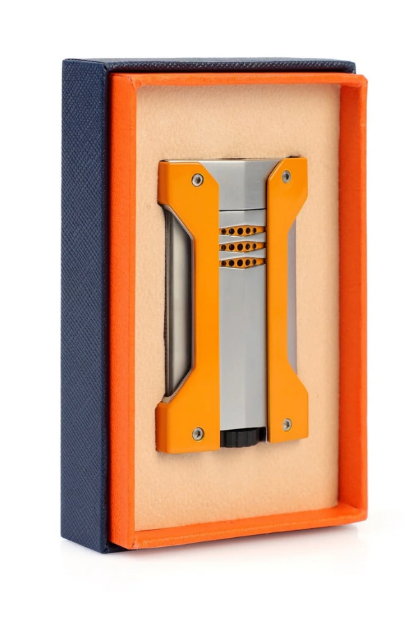CNQ-022,Conquistador Tek Torch Pürmüz Turuncu Gümüş Defi Extreme Dizayn Metal Puro Çakmağı