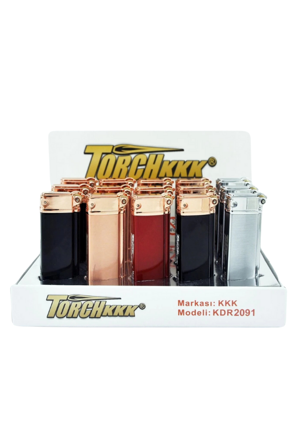 TR8073,PremiumQuality Bronz - Kırmızı Tek Torch Pürmüz Metal Puro Çakmağı