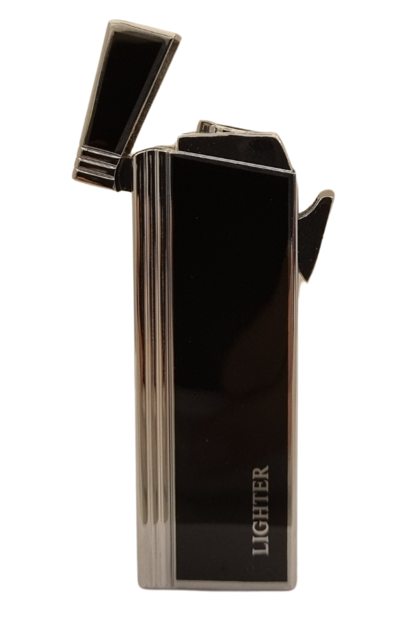 TR8067,PremiumQuality Gümüş - Siyah Tek Torch Pürmüz Metal Puro Çakmağı