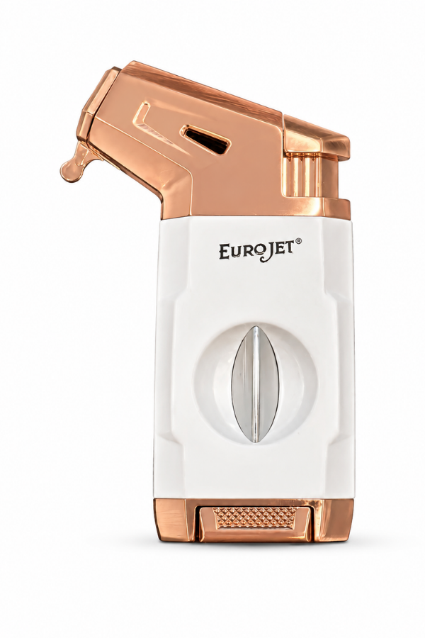 TRM1025,Eurojet Tek Torch Pürmüz Dahili V Kesicili Beyaz Bronz Puro Çakmağı