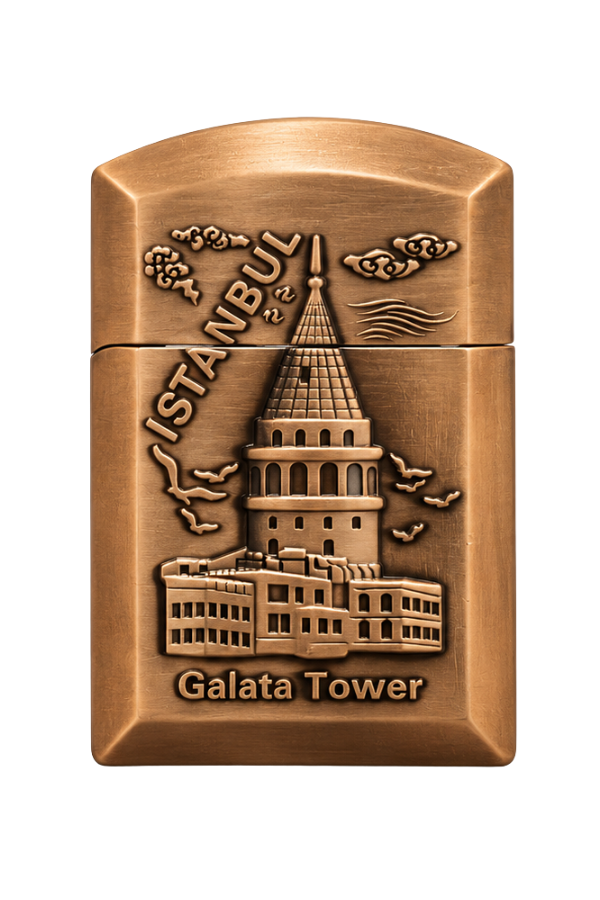 ACK023,Hunter Soft Flame İstanbul Galata Kulesi Design Bronz Çakmak