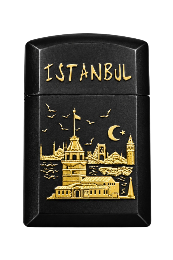 ACK035,Hunter Soft Flame İstanbul Design Siyah Çakmak
