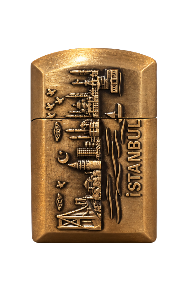 ACK026,Hunter Soft Flame İstanbul İstanbul Design Bronz Çakmak