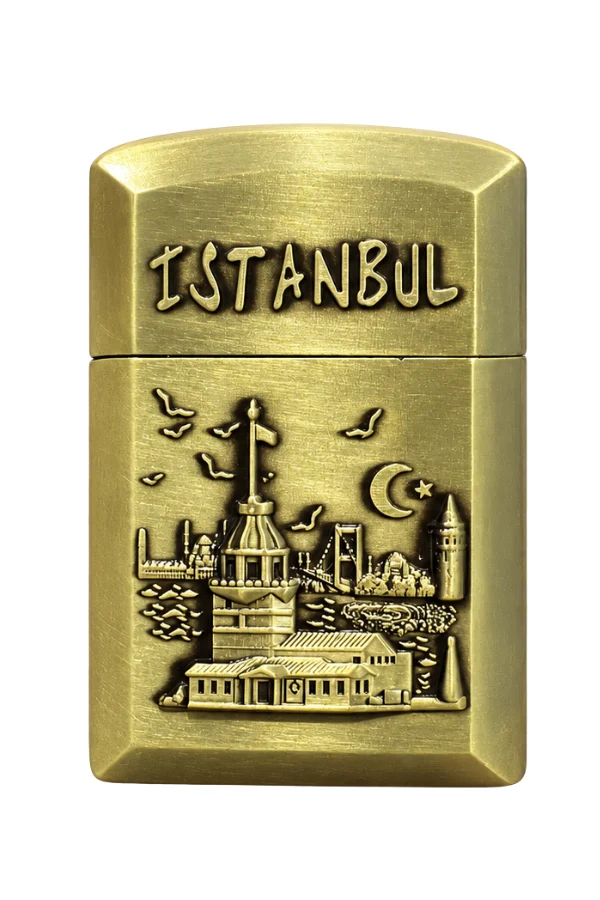 ACK020,Hunter Soft Flame İstanbul Kız Kulesi Design Gold Çakmak