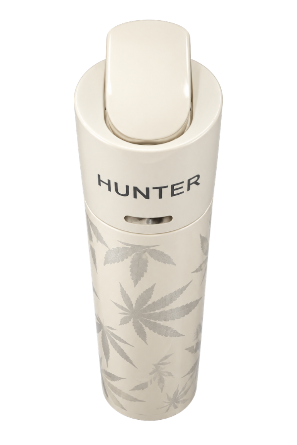 ACK060,Hunter Tek Torch Pürmüz Beyaz Yaprak Desenli Metal Puro Çakmağı