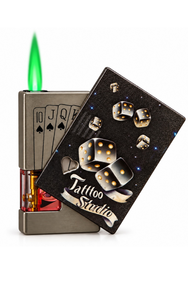 ACK015,Hunter Tek Torch Pürmüz Tattoo Design Metal Işıklı Puro Çakmağı