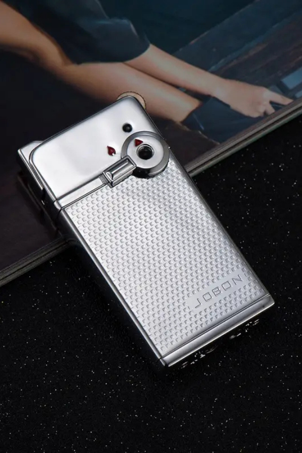 TR8627,Jobon Tek Torch Pürmüz & Soft Flame Gümüş Metal Puro Çakmağı