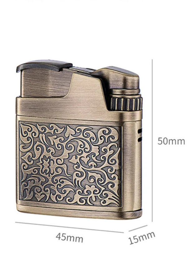 TR8662,Jobon Tek Torch Pürmüz Bronz Metal İşlemeli Puro Çakmağı