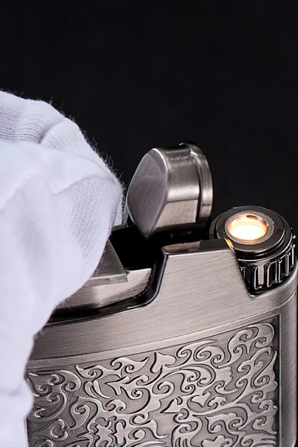 TR8662,Jobon Tek Torch Pürmüz Bronz Metal İşlemeli Puro Çakmağı