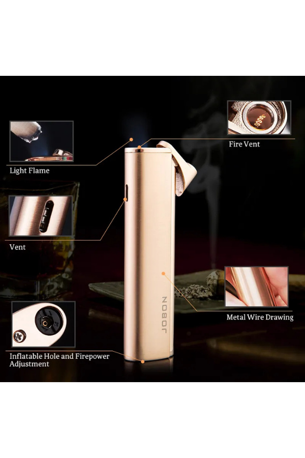 TR8664,Jobon Tek Torch Pürmüz Gold Metal Puro Çakmağı