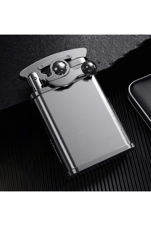 TR8658,Jobon Tek Torch Pürmüz Fırçalı Gümüş Metal Puro Çakmağı