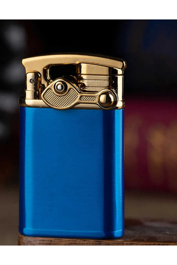 TR8657,Jobon Tek Torch Pürmüz Gold Lacivert Metal Puro Çakmağı