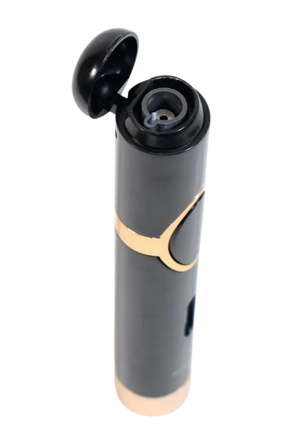 TR10037,Parmida Tek Torch Pürmüz Siyah Gold Delici Sehpahlı Metal Puro Çakmağı