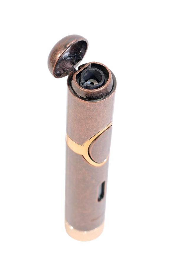 TR9518,Parmida Tek Torch Pürmüz Delicili Bronz Metal Puro Çakmağı