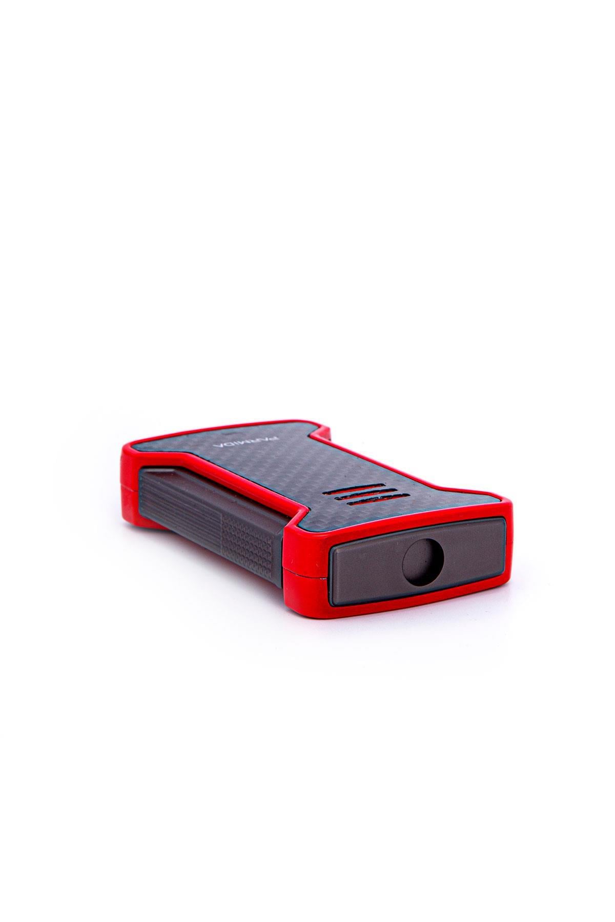 TR7266,Parmida Tek Torch Pürmüz Karbon Desenli Kırmızı Puro Çakmağı