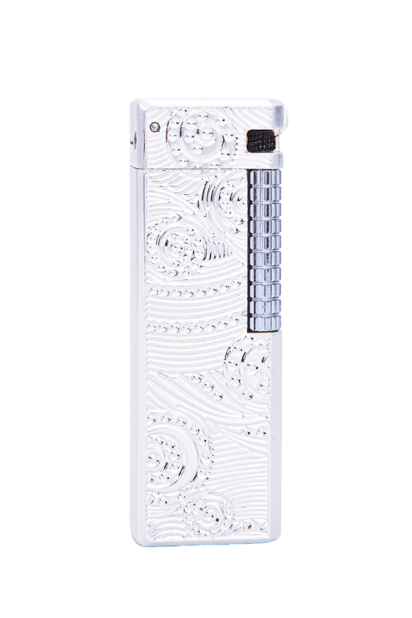 TR7216,Parmida Gümüş Desenli Soft Flame Metal Çakmak