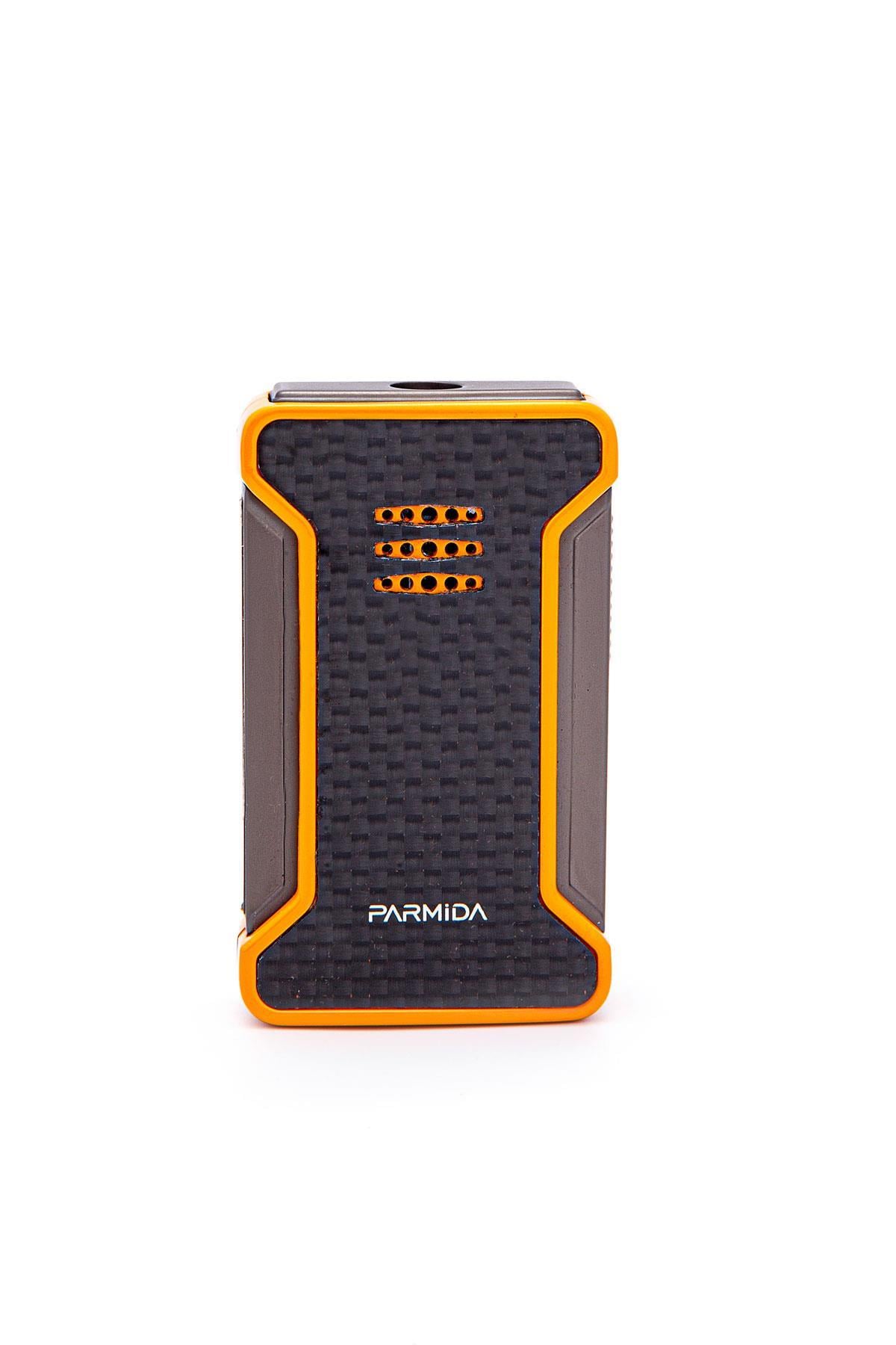 TR7267,Parmida Tek Torch Pürmüz Karbon Desenli Turuncu Puro Çakmağı