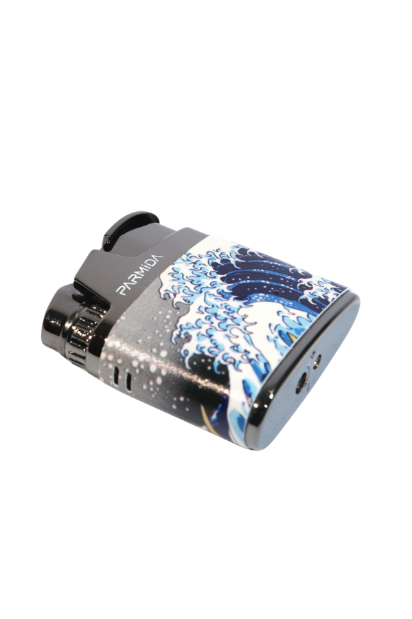TR9226,Parmida Tek Torch Pürmüz Deniz Desenli Çok Renkli Metal Puro Çakmağı