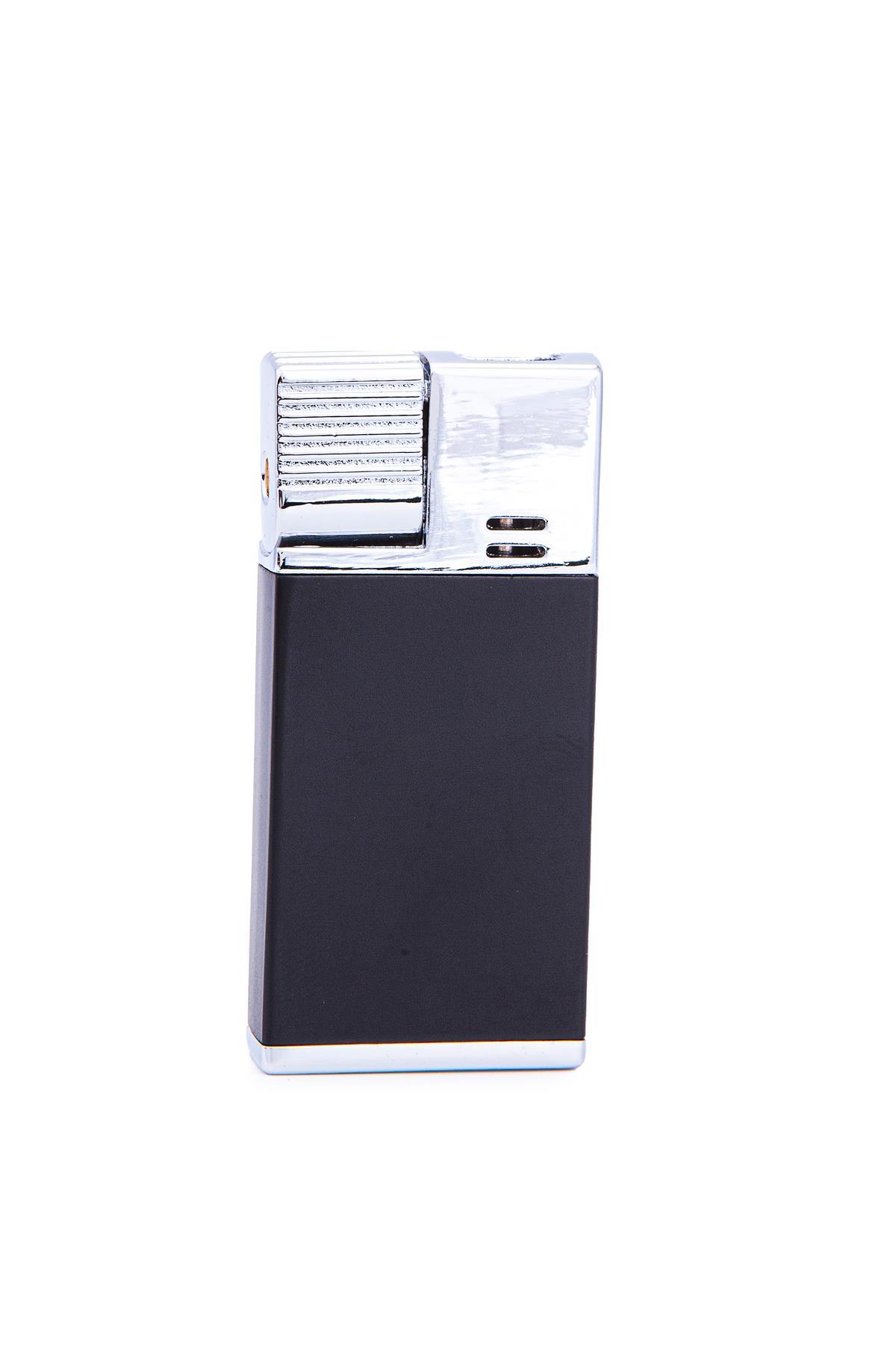 TR7255,Parmida Tek Torch Pürmüz Siyah-Gümüş Metal Puro Çakmağı