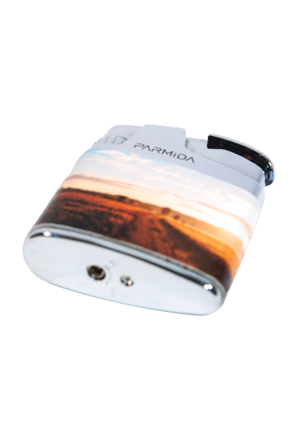 TR9228,Parmida Tek Torch Pürmüz Çöl Desenli Gümüş Metal Puro Çakmağı