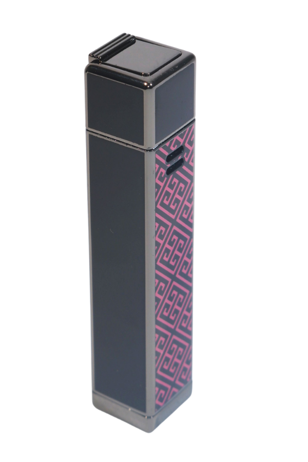 TR9222,Parmida Tek Torch Pürmüz Gunmetal-Kırmızı Desenli Metal Puro Çakmağı