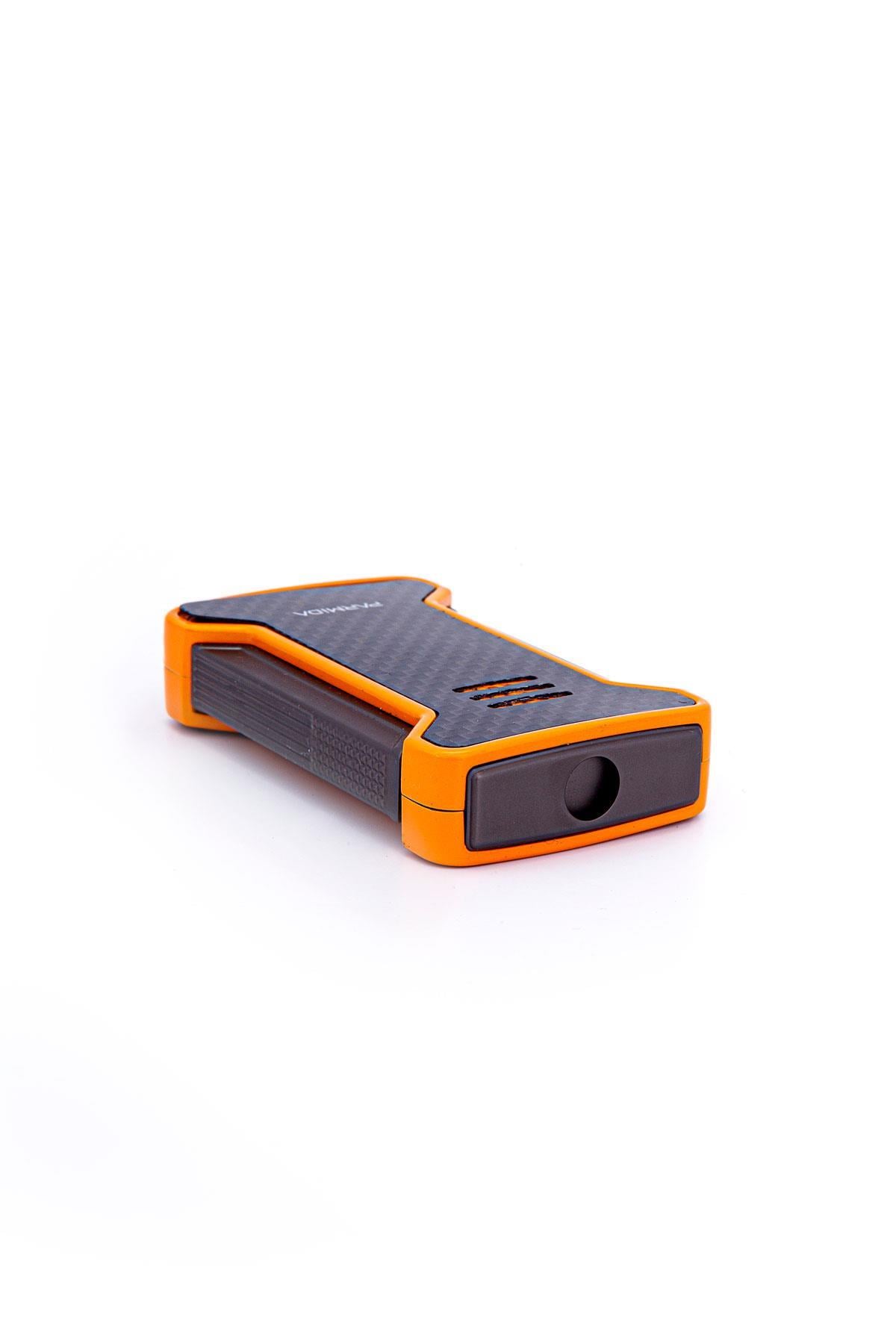 TR7267,Parmida Tek Torch Pürmüz Karbon Desenli Turuncu Puro Çakmağı