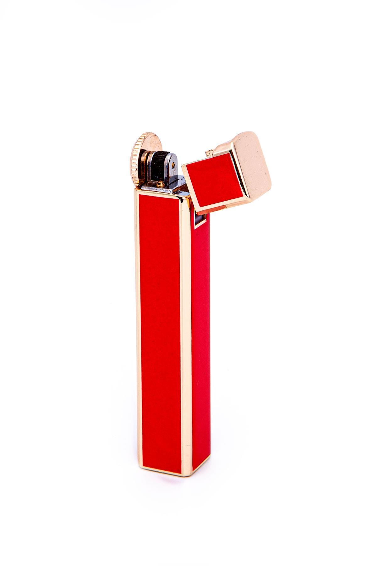 TR7181,Parmida Slim Kırmızı-Gold Soft Flame Metal Çakmak