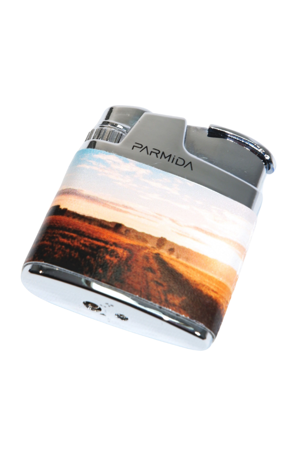 TR9228,Parmida Tek Torch Pürmüz Çöl Desenli Gümüş Metal Puro Çakmağı