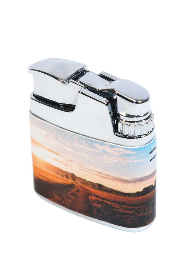 TR9228,Parmida Tek Torch Pürmüz Çöl Desenli Gümüş Metal Puro Çakmağı