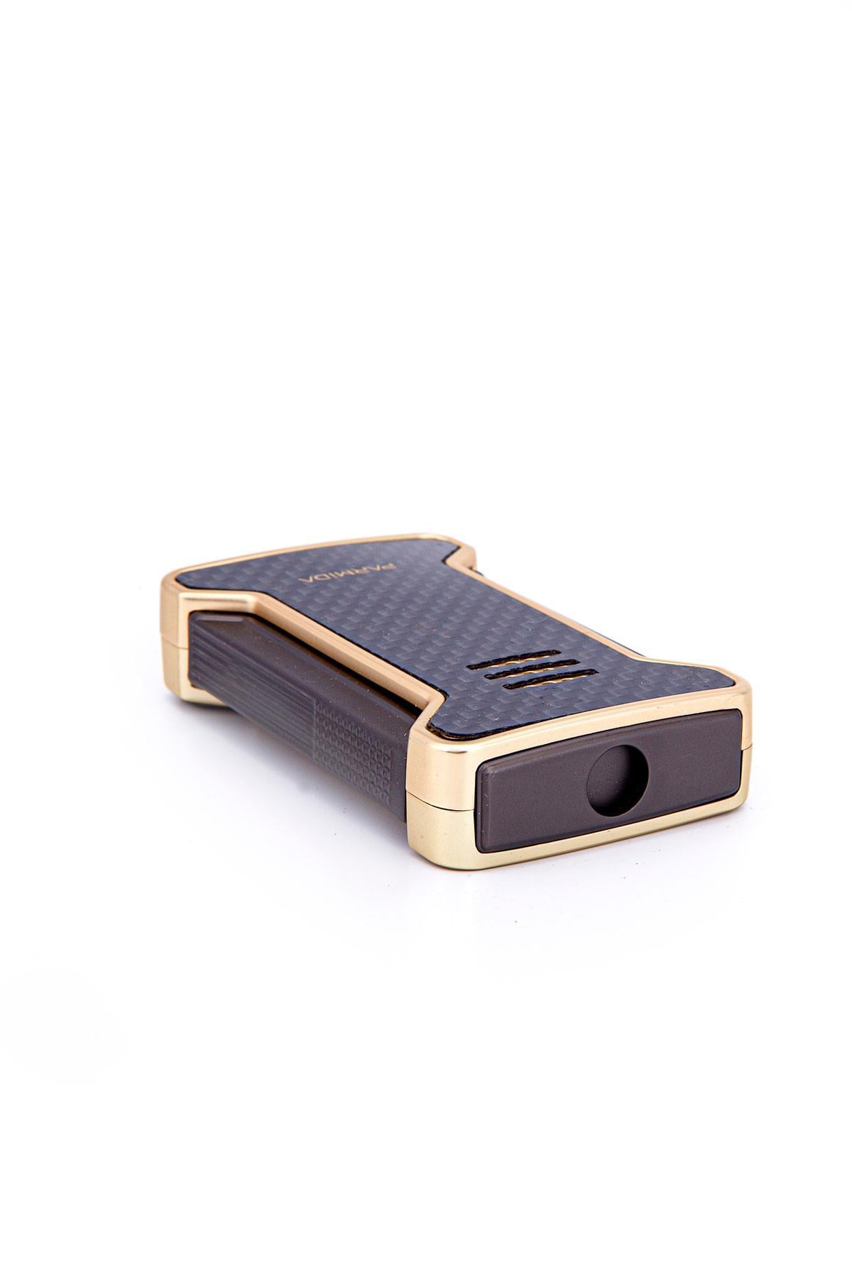 TR7265,Parmida Tek Torch Pürmüz Karbon Desenli Gold Puro Çakmağı