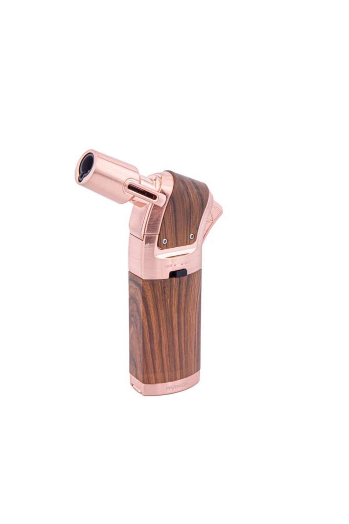TR5992,Parmida Tek Torch Ahşap Desenli Masa Tipi Puro Çakmağı