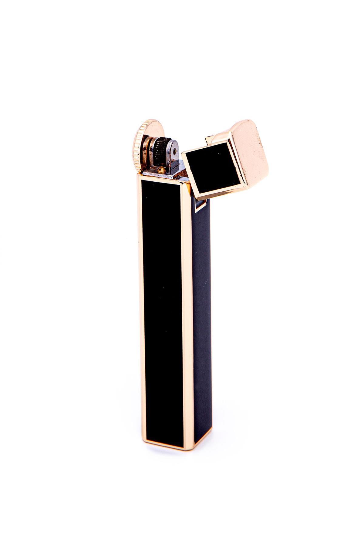 TR7180,Parmida Slim Siyah-Gold Soft Flame Metal Çakmak