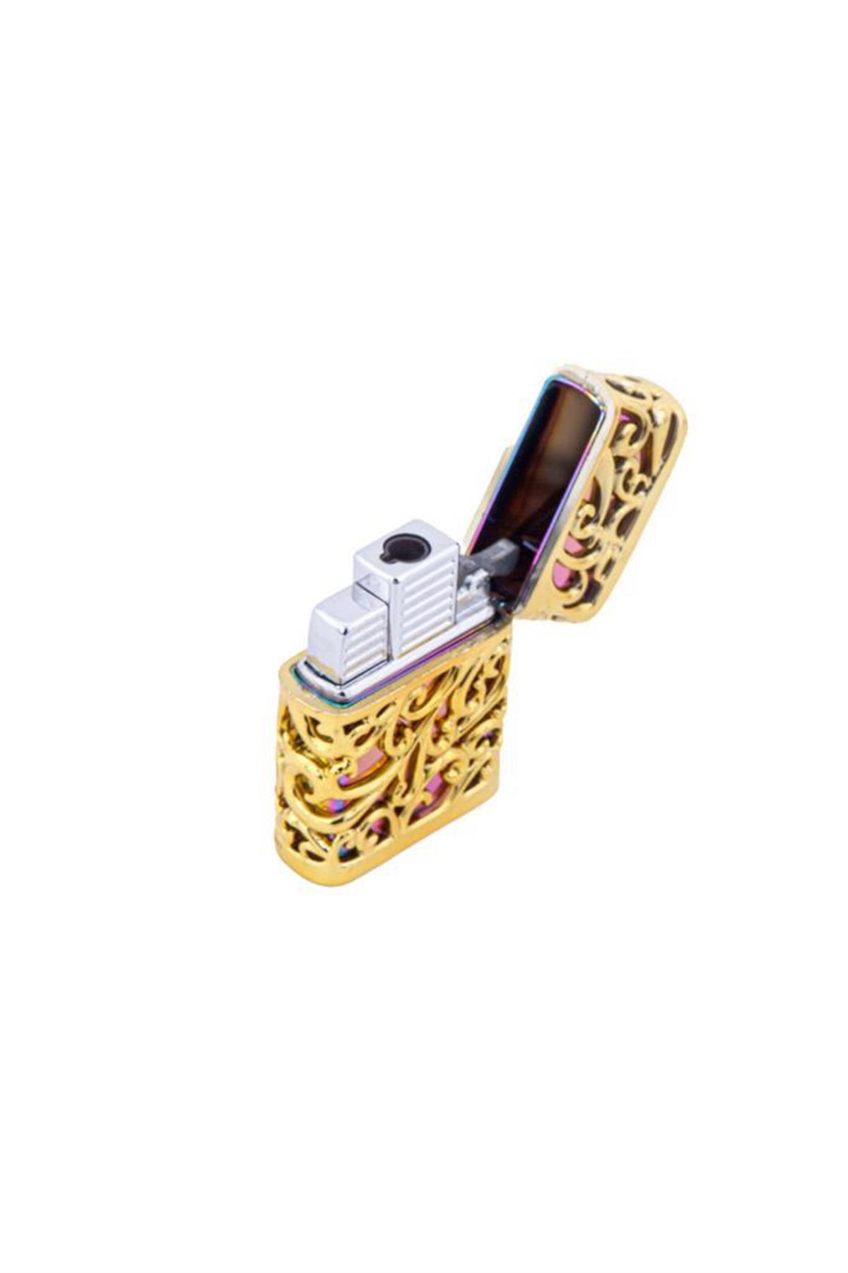 TR6145,Parmida Tek Torch Pürmüz Gold İşlemeli Puro Çakmağı