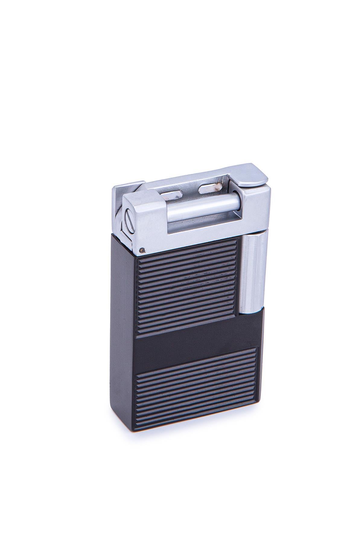TR7275,Parmida Gümüş-Siyah Metal Soft Flame Çakmak