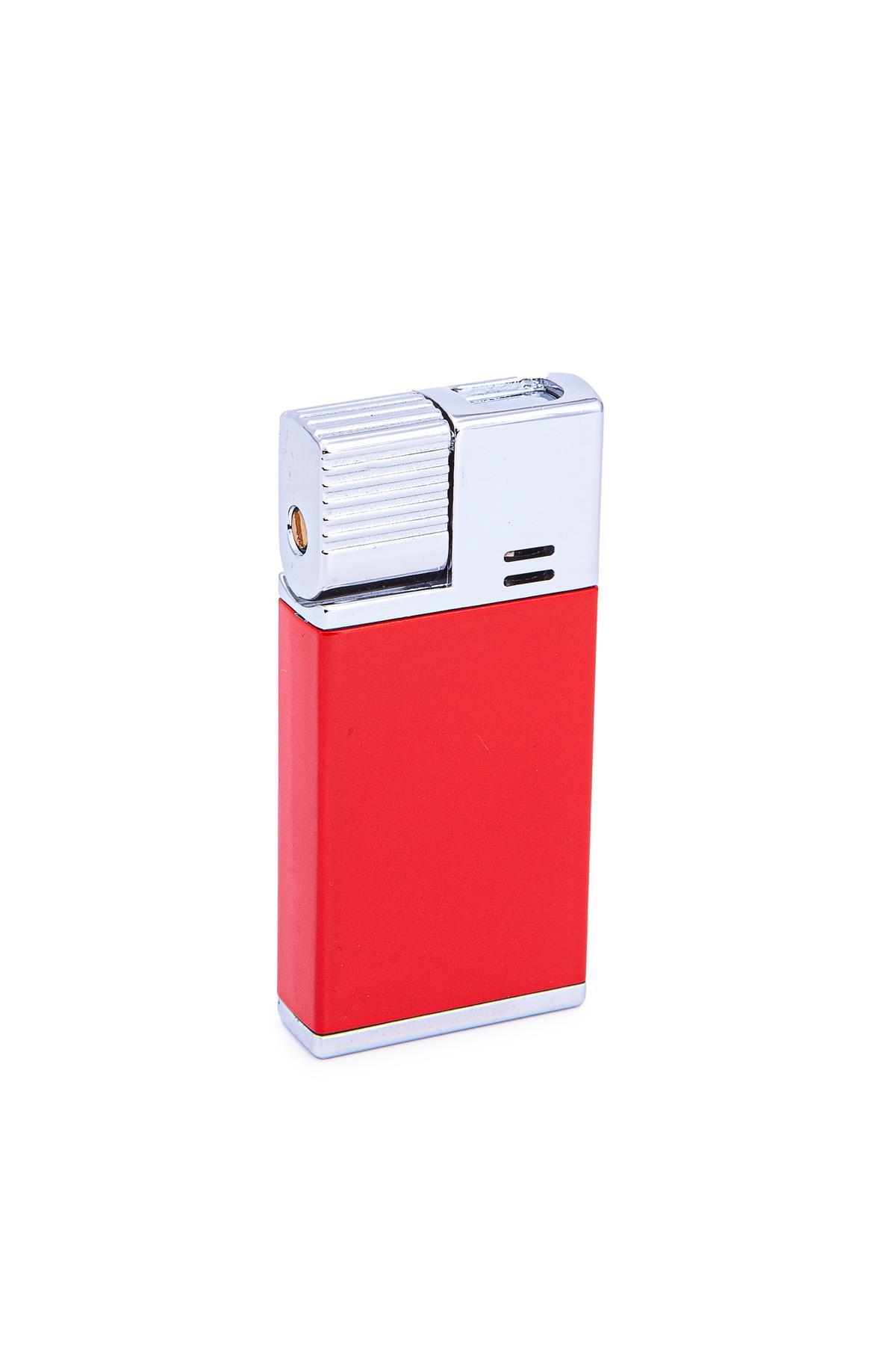 TR7256,Parmida Tek Torch Pürmüz Kırmızı-Gümüş Metal Puro Çakmağı