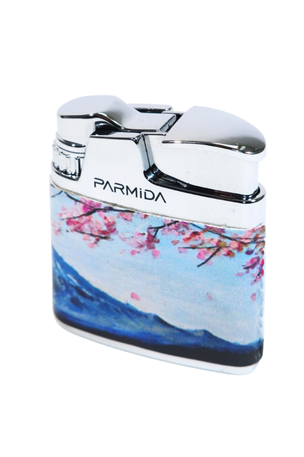 TR9227,Parmida Tek Torch Pürmüz Sakura Desenli Çok Renkli Metal Puro Çakmağı