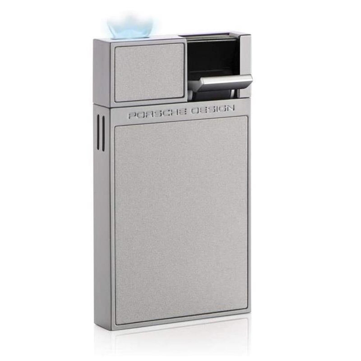 TR2798,Porsche Design Düz Alev Mat Gümüş Puro Çakmağı