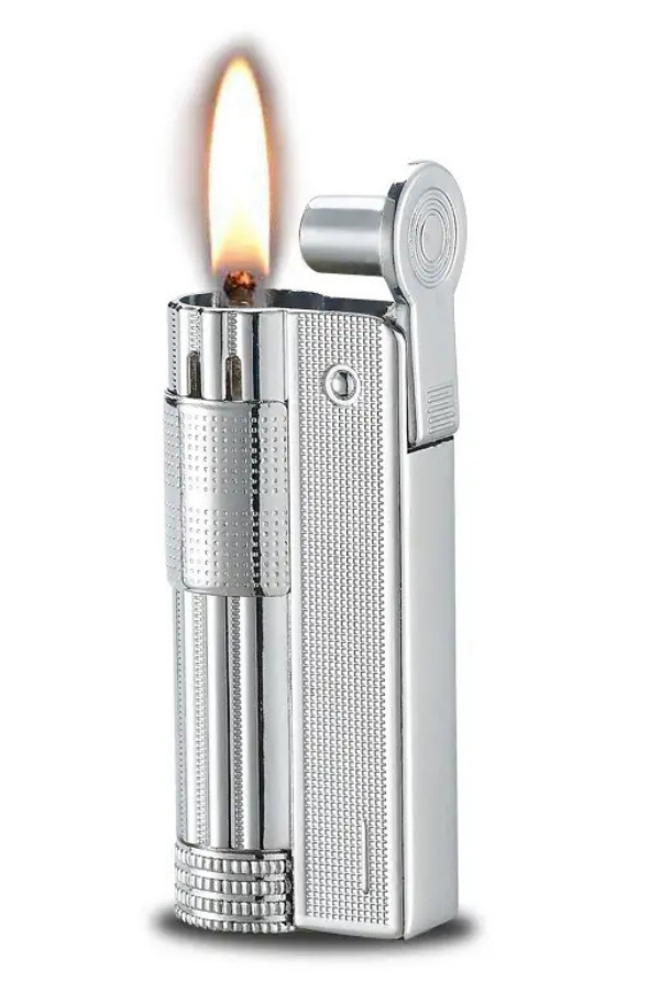 TR8626,PremiumQuality Tek Alevli Gümüş Metal Muhtar Çakmağı