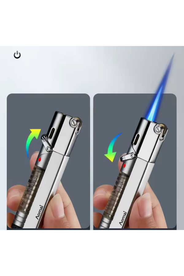 TR7638,PremiumQuality Tek Torch Pürmüz Gümüş Puro Çakmağı