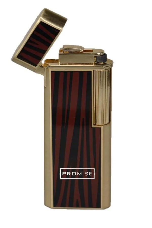 TR8615,Promise Twiggy Siyah Gold Çizgili Metal Soft Flame Çakmak