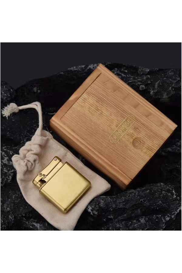TR8613,Promise Tek Alevli Fırçalı Gold Metal Benzinli Çakmak