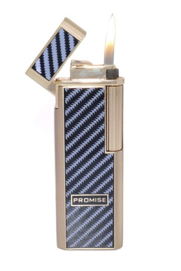 TR8616,Promise Twiggy Gold Siyah İşlemeli Metal Soft Flame Çakmak