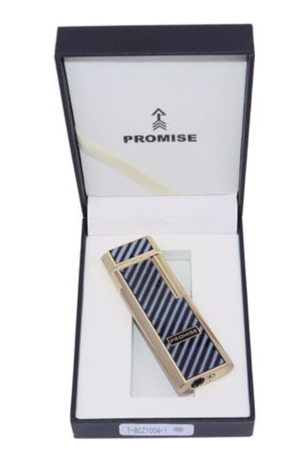 TR8616,Promise Twiggy Gold Siyah İşlemeli Metal Soft Flame Çakmak