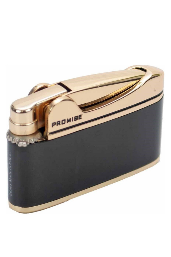 TR8648,Promise Soft Flame Siyah Gold Metal Çakmak