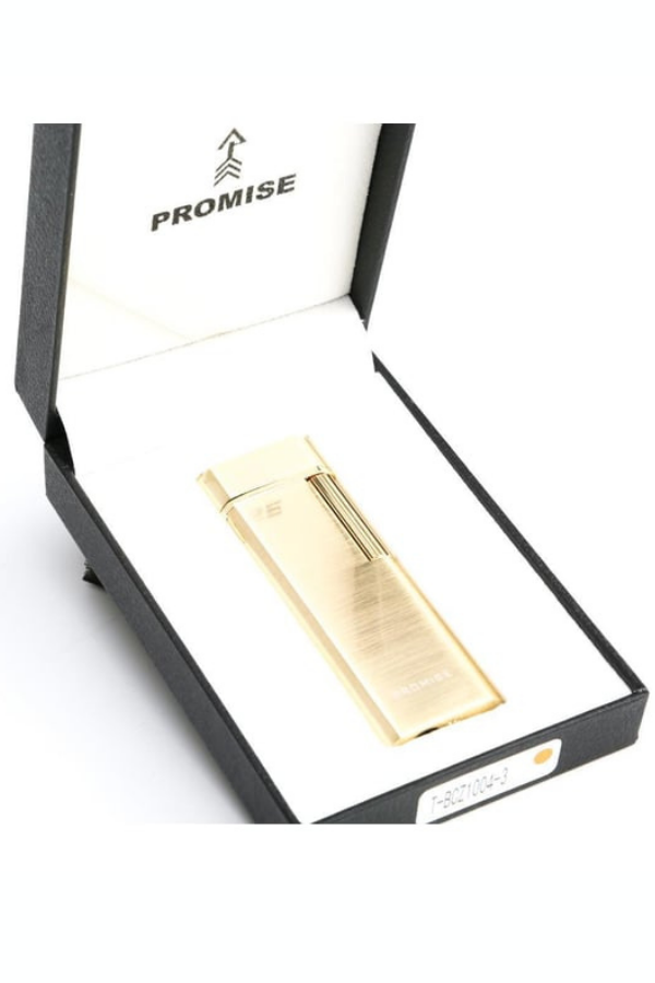 TR8618,Promise Twiggy Fırçalı Gold Metal Soft Flame Çakmak